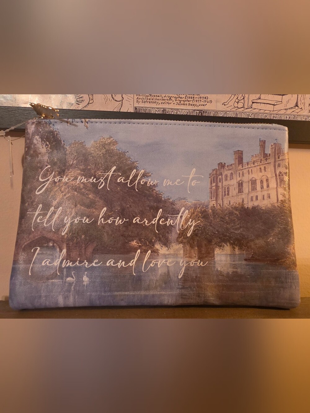 Pride and Prejudice Zipper Pouch Jane Austen Pemberley Darcy Quote